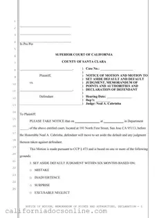 Fill Your California Motion Set Aside Form