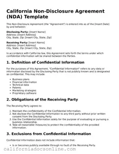 Official California Non-disclosure Agreement Document