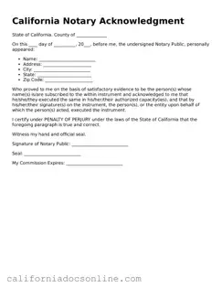 Official California Notary Acknowledgement Document