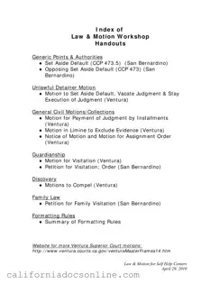 Fill Your Motion To Set Aside Default Judgment Los Angeles California Form